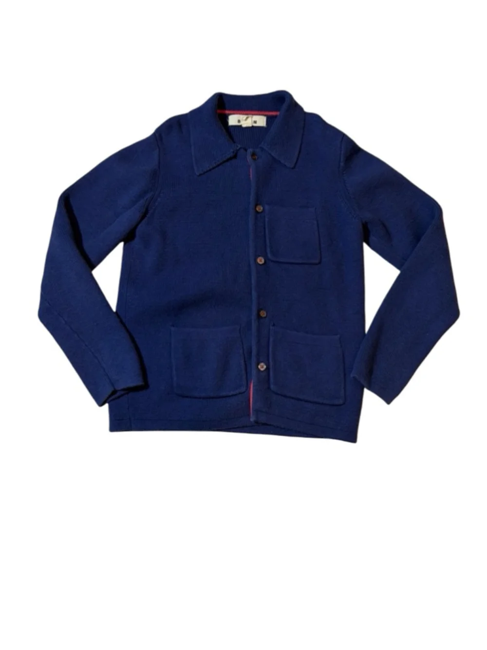 Mini Boden Blue Cotton Blend Knit Cardigan Jacket Size 9-10Y